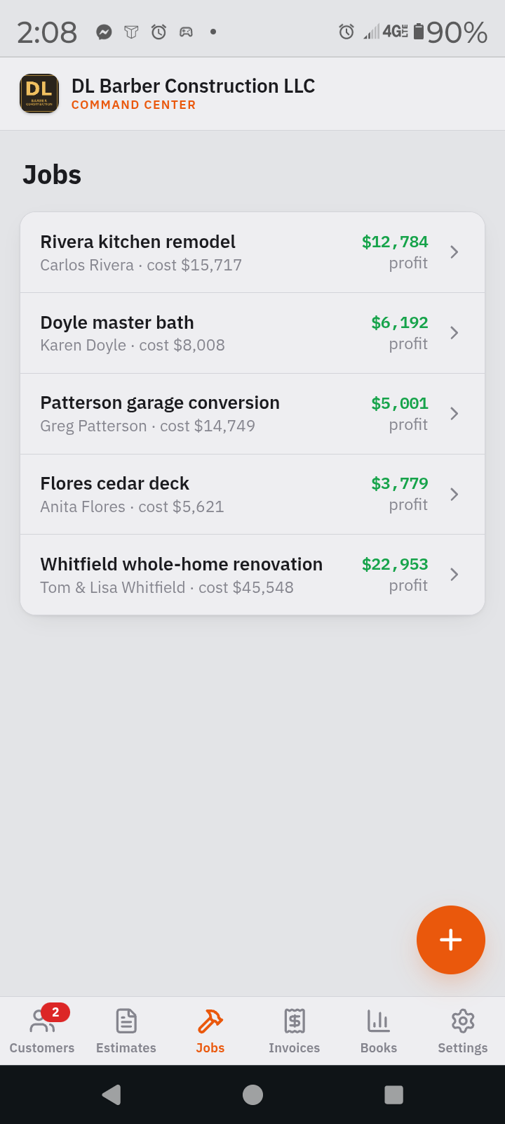 Jobs and profit screen